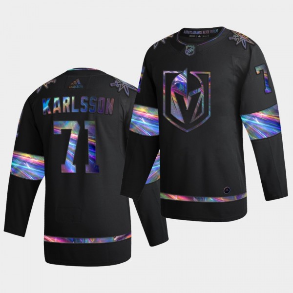 Vegas Golden Knights William Karlsson 2020-21 Iridescent Holographic Collection Authentic Black Jersey