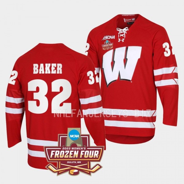 Wisconsin Badgers Chloe Baker 2023 NCAA National Champions Red Womens Ice Hockey Jersey