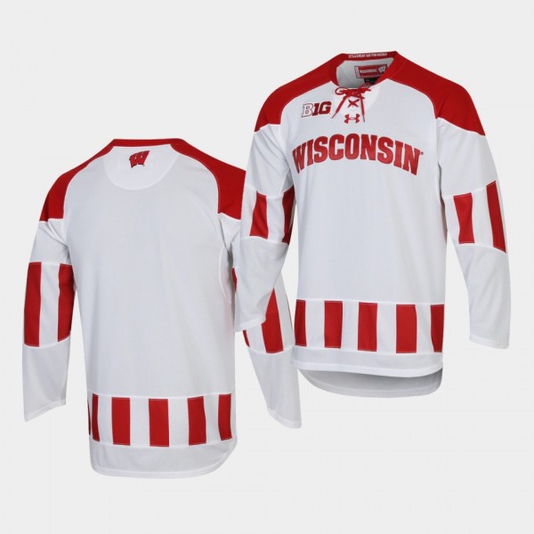 Wisconsin Badgers White Replica College Hockey Jer...