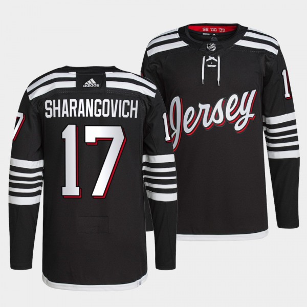 Yegor Sharangovich #17 Devils Primegreen Authentic Pro Black Jersey 2021-22 Alternate