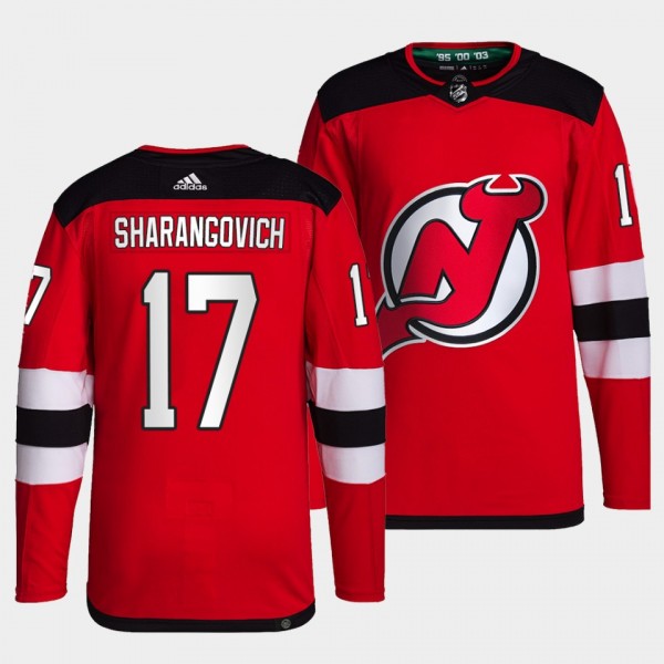 Yegor Sharangovich #17 Devils Home Red Jersey 2021...