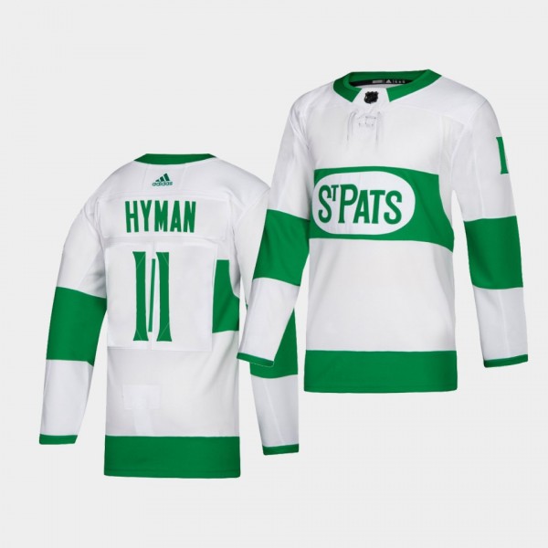 Zach Hyman #11 Maple Leafs 2021 St. Pats Throwback Authentic Green Jersey