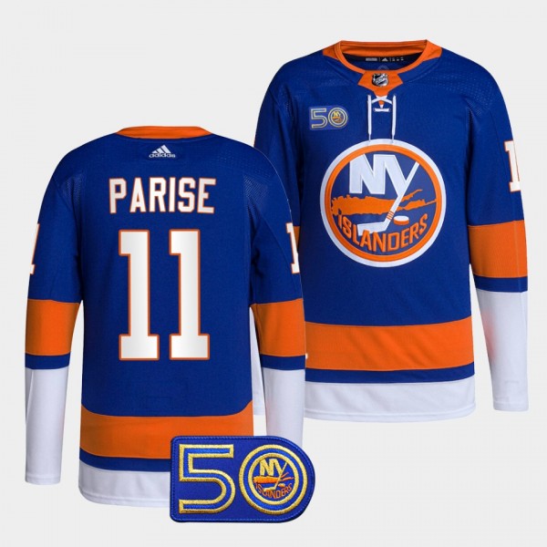 New York Islanders 50th Anniversary Zach Parise #11 Royal Jersey Primegreen Home