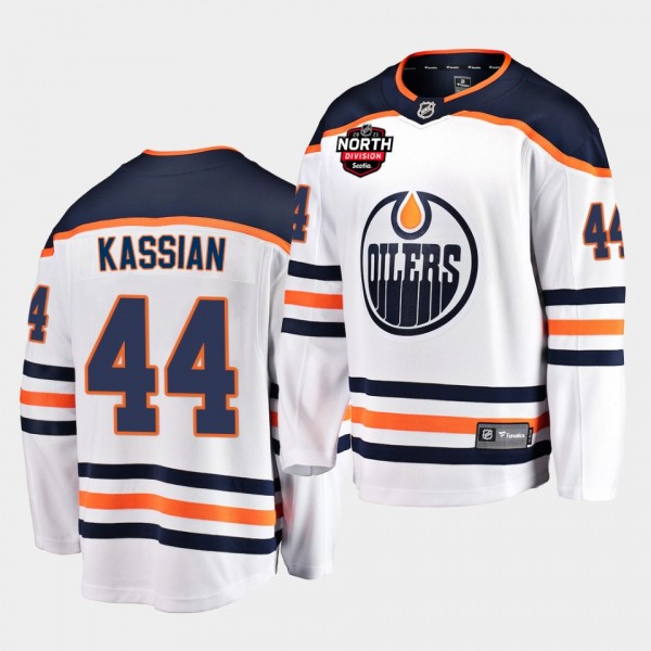 Edmonton Oilers zack kassian 2021 North Division Patch White Jersey Away