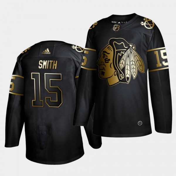 Zack Smith #15 Blackhawks Golden Edition Black Authentic Jersey
